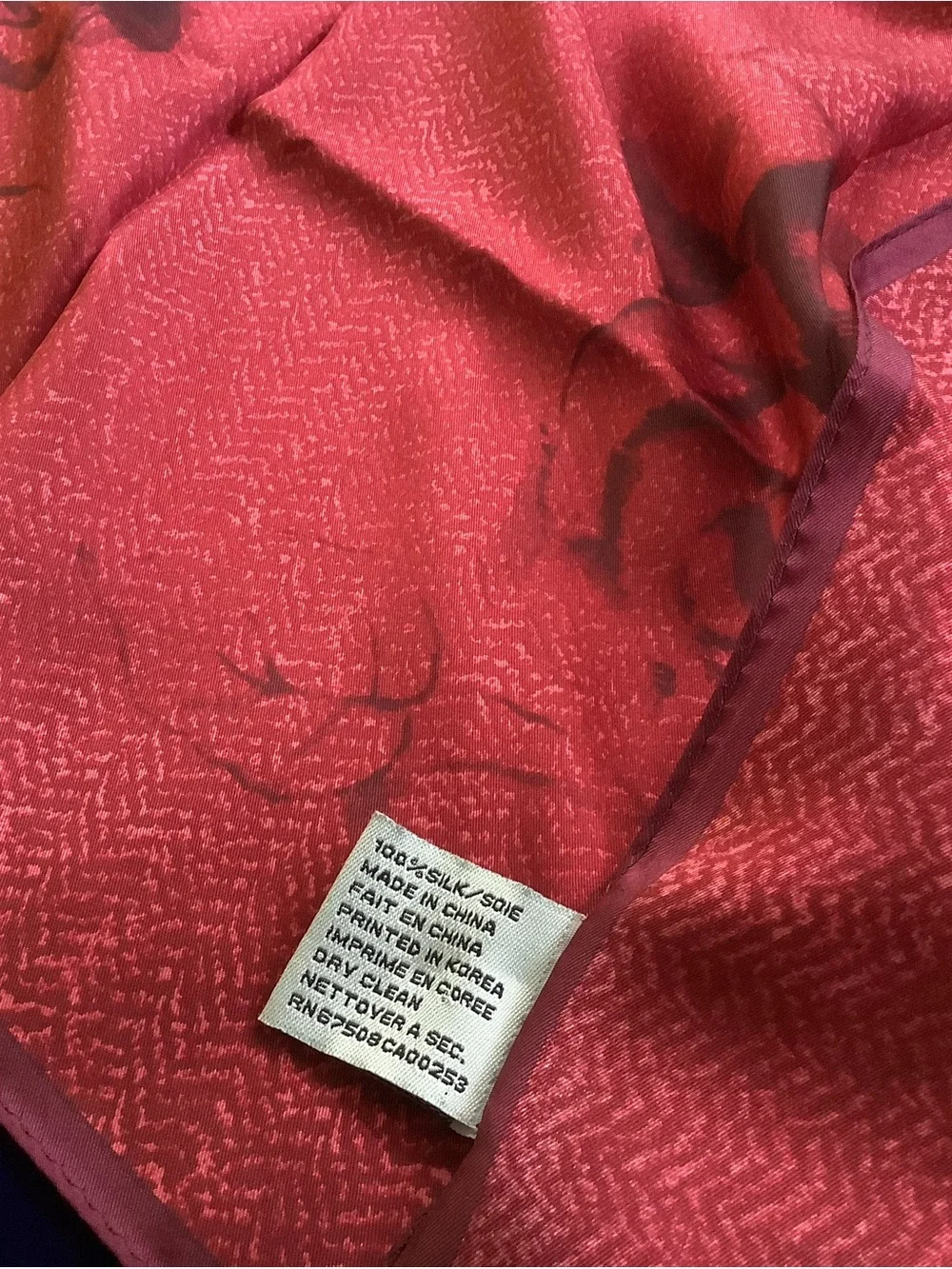 Anne Klein Red Floral Silk Scarf